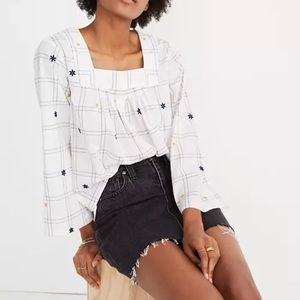 Madewell Embroidered Square-neck Top